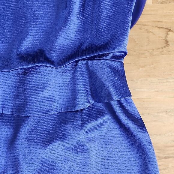 🐞Jessica Simpson Royal Blue Flutter Sleeve Peplum Waist Dress Size 6 - Picture 7 of 12